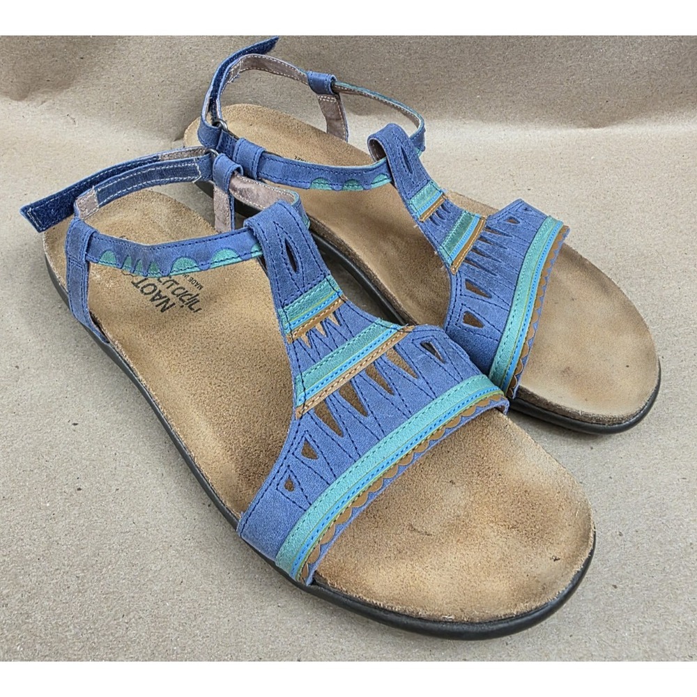Naot EU 40/US 9 Women's Odelia Sandals Blue Leather Aztec Indian